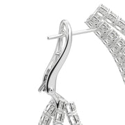 6.00 Carat Three-Row Diamond Hoop Earrings in 18K White Gold