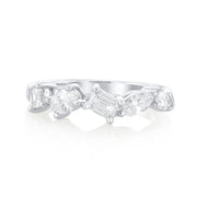 14 Carat Natural Diamond 5 Stone Mixed Band in 14K White Gold