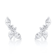 0.40 Carat Marquise and Round Natural Diamond Earrings in 14K White Gold