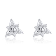 0.40 Carat Round and Pear Shape Flower Earrings in 14K White Gold