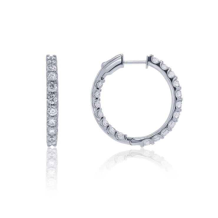 4.00 Carat Lab Grown Diamond Inside-Out Hoop Earrings 14K White Gold