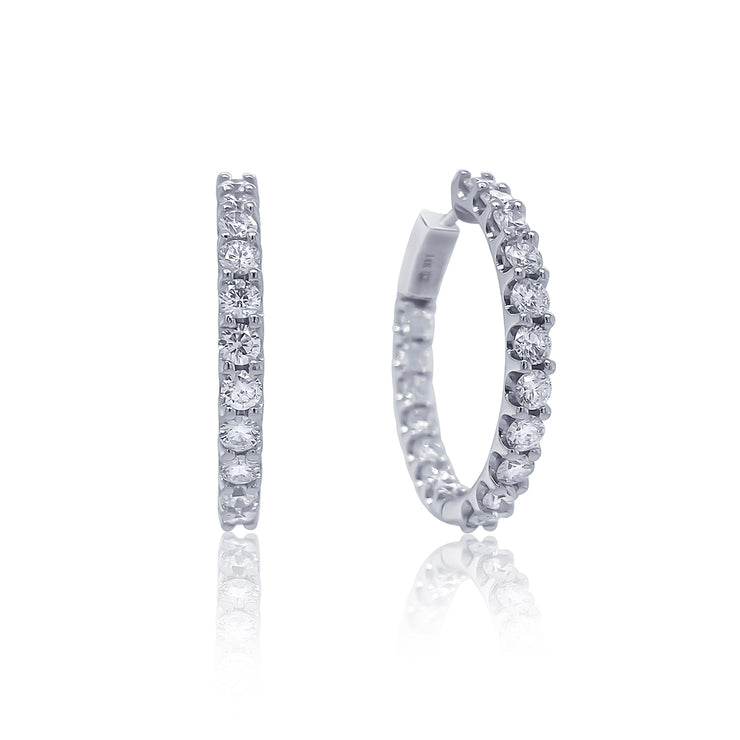 4.00 Carat Lab Grown Diamond Inside-Out Hoop Earrings 14K White Gold