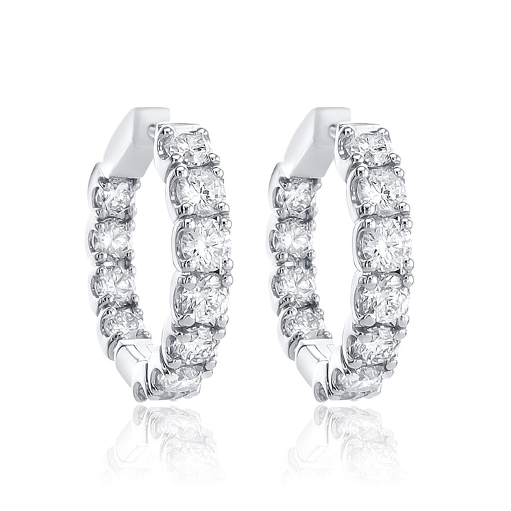 8.00 Cttw Round Diamond Inside out Hoops set in 14k White Gold