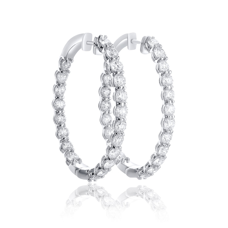 7.55 Cttw Round Diamond Inside out Hoops set in 14k White Gold