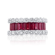 4.00 Cttw Ruby and 3.50 Cttw Round Diamond 14K White Gold Band