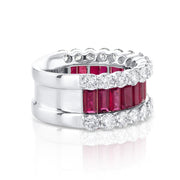 4.00 Cttw Ruby and 3.50 Cttw Round Diamond 14K White Gold Band