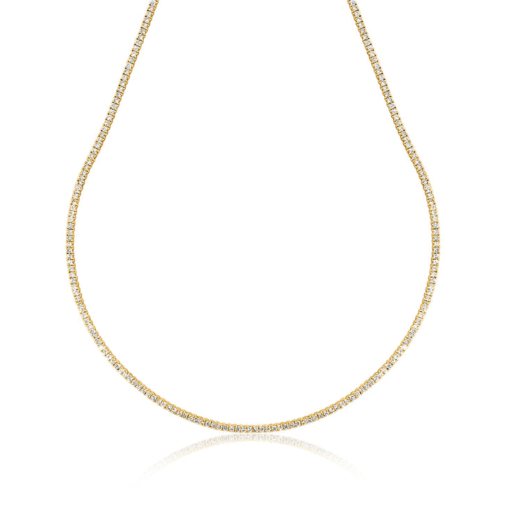 3.00 Cttw Round Diamond Tennis Necklace set in 14K Yellow Gold