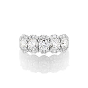 1.87 Carat Round Diamond Halo Band set in 14K White Gold