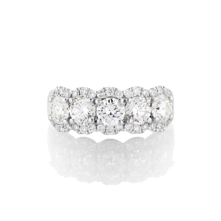 1.87 Carat Round Diamond Halo Band set in 14K White Gold