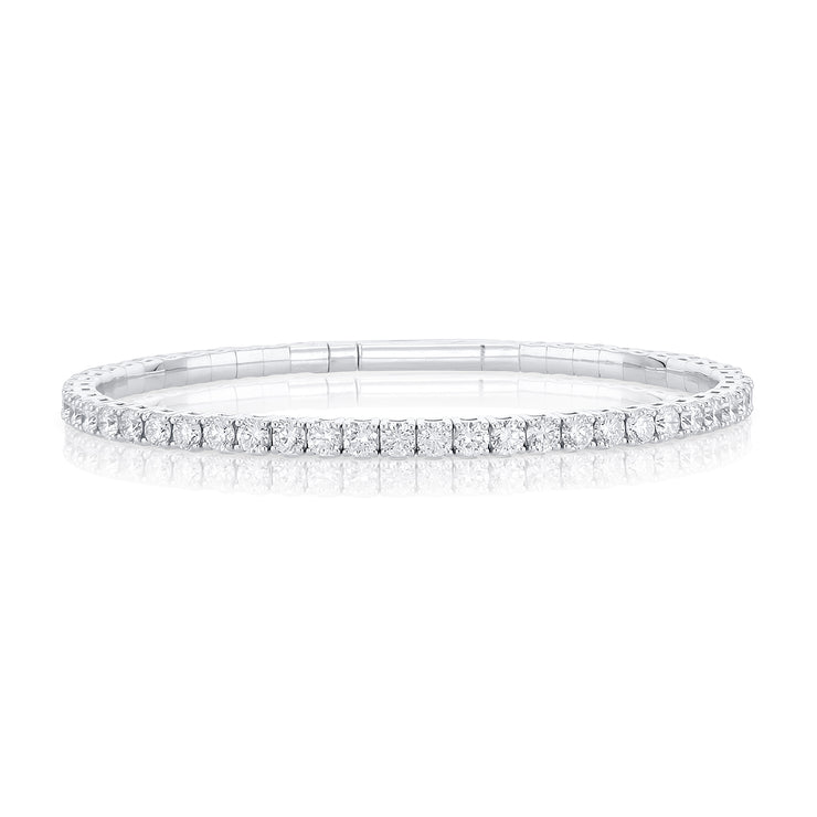 6.00 Carat Round Diamond Flexible Bangle in 14K White Gold