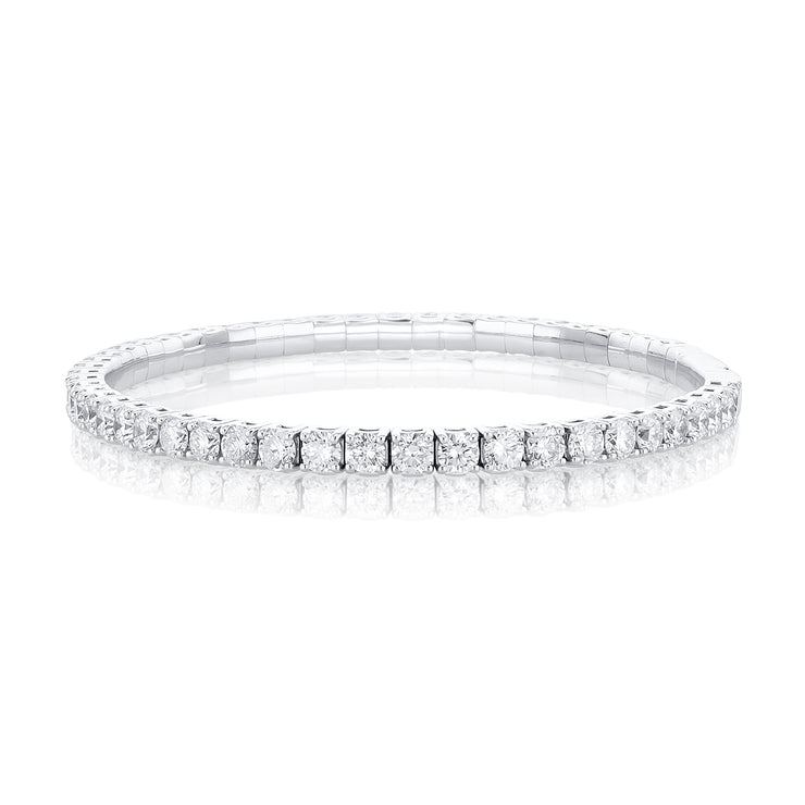 6.00 Carat Round Diamond Flexible Bangle in 14K White Gold