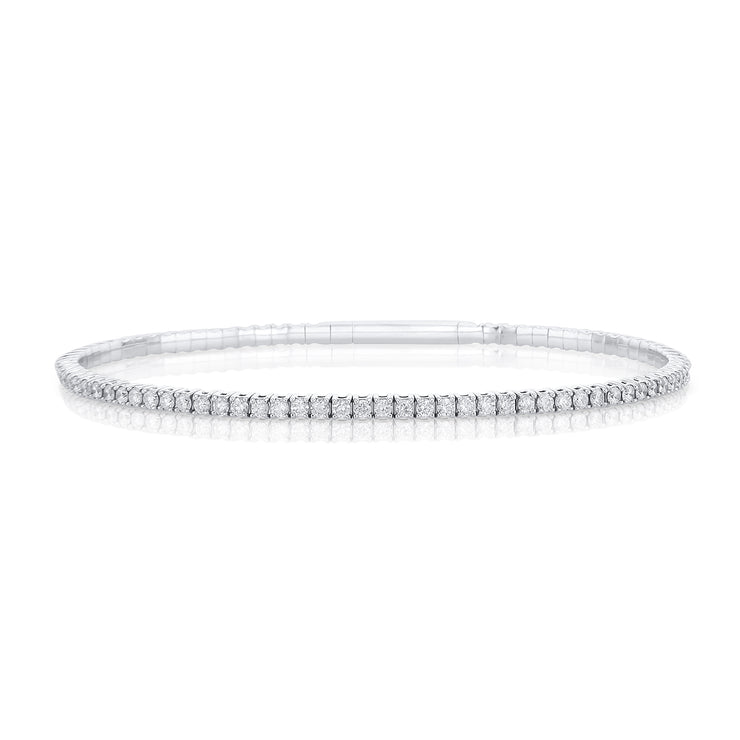 2.00 Carat Round Diamond Flexible Bangle in 14K White Gold