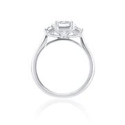 2.50 Carats Radiant Diamond Three Stone Ring GIA Certified set in 14K White Gold