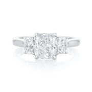 2.50 Carats Radiant Diamond Three Stone Ring GIA Certified set in 14K White Gold