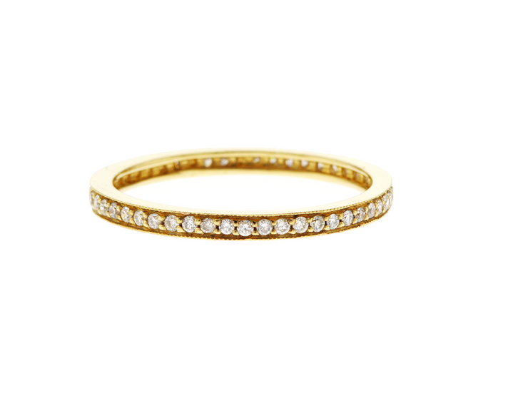 0.29 Carat Round Diamond Eternity Band 18K Yellow Gold