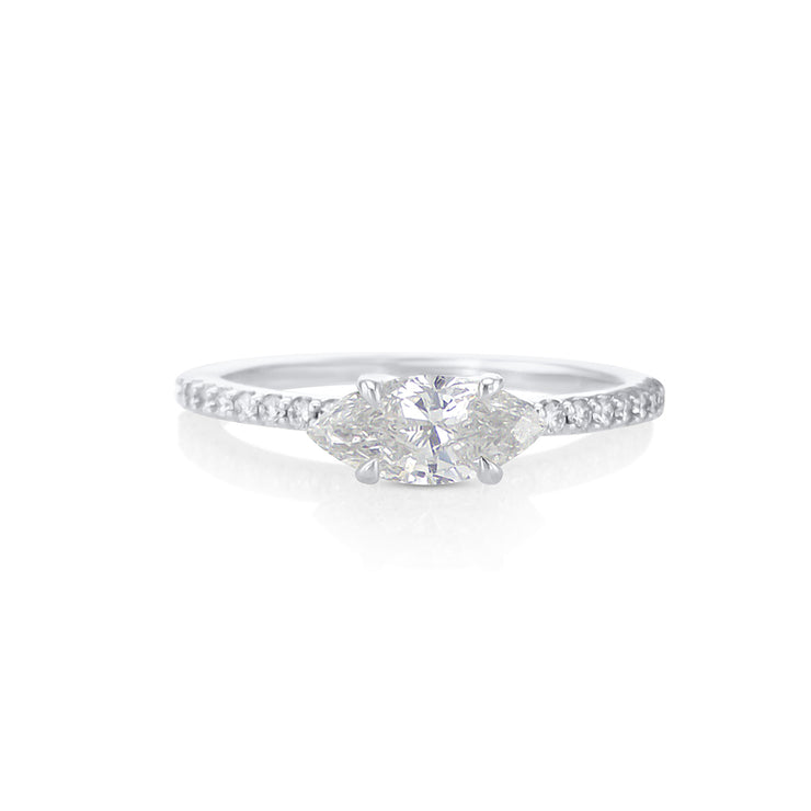 1.20 CT Marquise Diamond East-West Prong Set 14K White Gold Engagement Ring