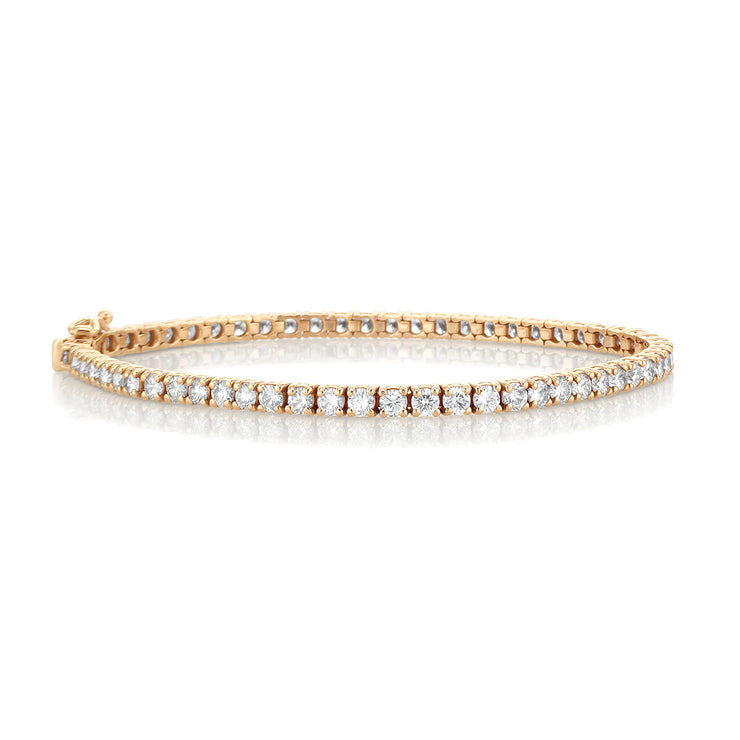 4.25 Carat Round Diamond Tennis Bracelet in 14K Rose Gold