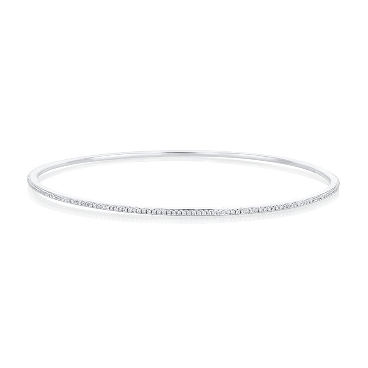 1.00 Carat Round Diamond Thin Bangle in 14K White Gold