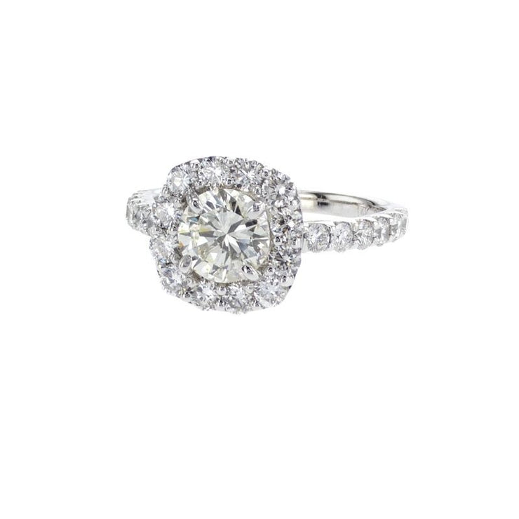 2.10 Carat Round Diamond Halo Ring 14K White Gold