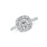 2.10 Carat Round Diamond Halo Ring 14K White Gold