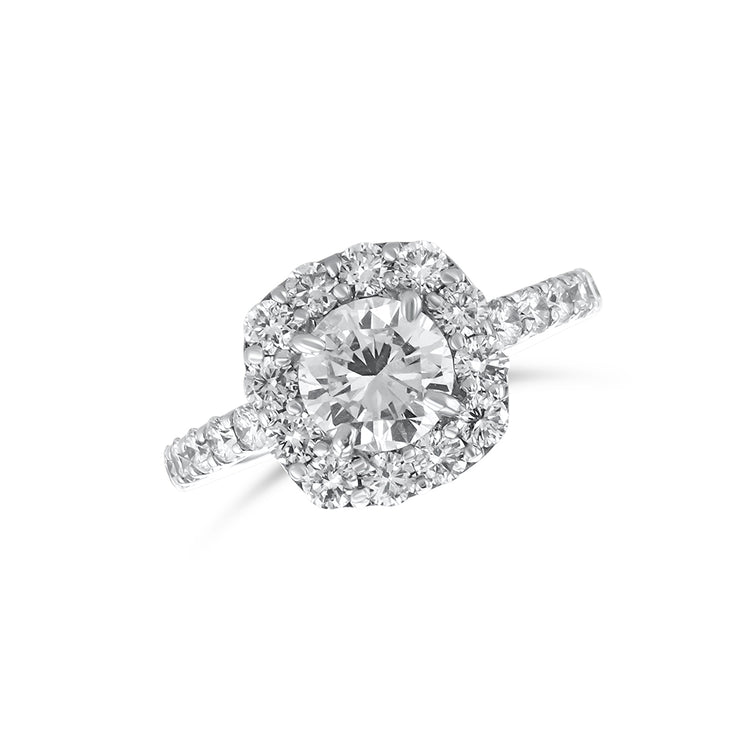 2.10 Carat Round Diamond Halo Ring 14K White Gold