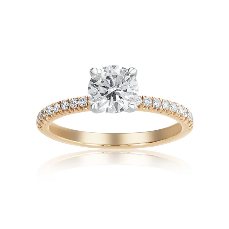 0.75 Carat Round Diamond Solitaire Ring GIA Certified set in 14K White and Rose Gold