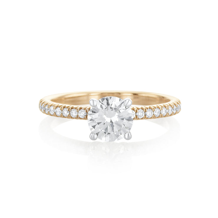 0.75 Carat Round Diamond Solitaire Ring GIA Certified set in 14K White and Rose Gold