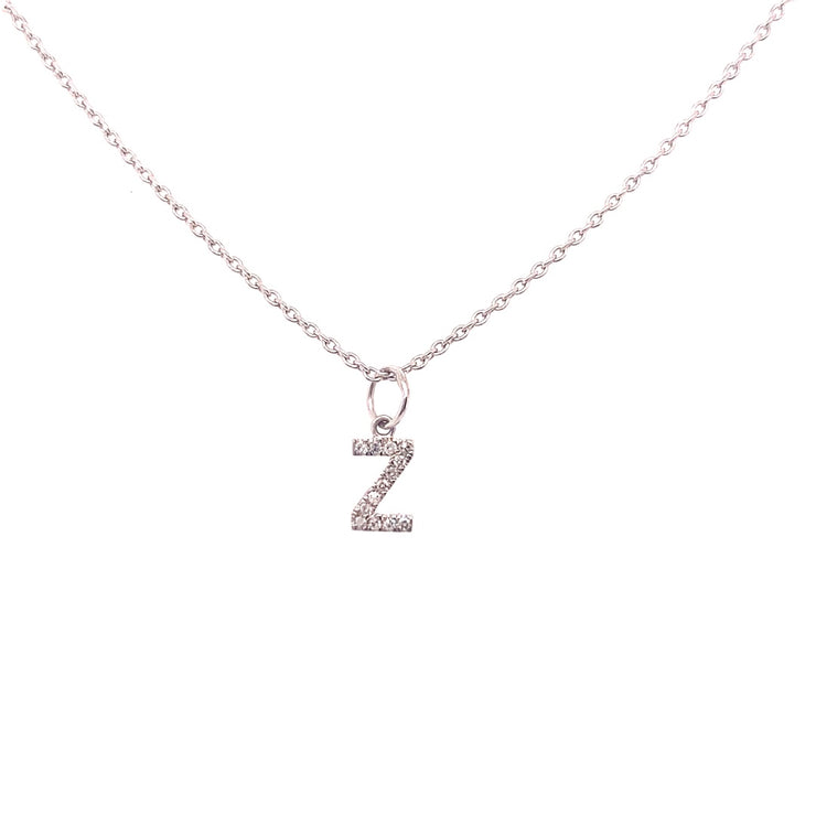 0.05 Carat Diamond Initial "Z" Necklace 14K White Gold