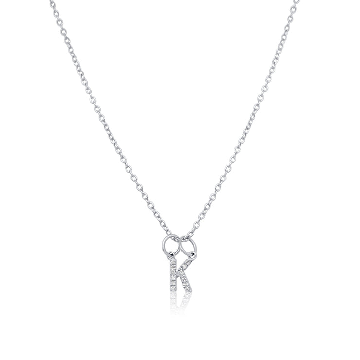 0.05 Cttw Diamond Initial "K" Necklace 14K White Gold
