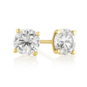 0.91 Carat Round Cognac Natural Diamond Studs in 14K Yellow Gold