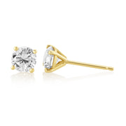 0.91 Carat Round Cognac Natural Diamond Studs in 14K Yellow Gold