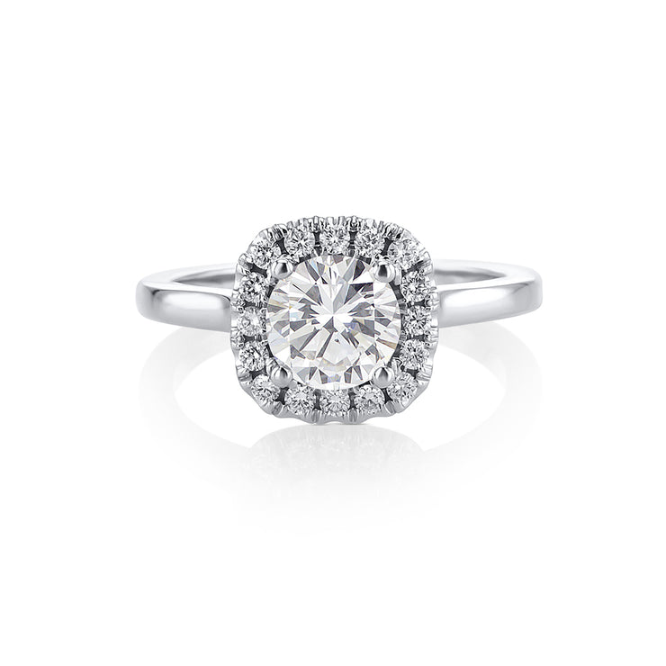 1.20 CT Round Diamond with 0.24 Cttw Halo 14K White Gold Engagement Ring