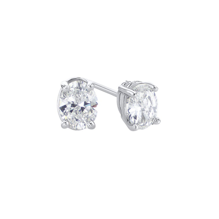 1.18 Cttw Oval Shape Diamond Platinum Stud Earrings