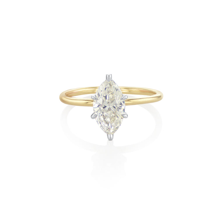 1.45 CT Marquise Cut Diamond Solitaire 14K Two Tone Gold Ring