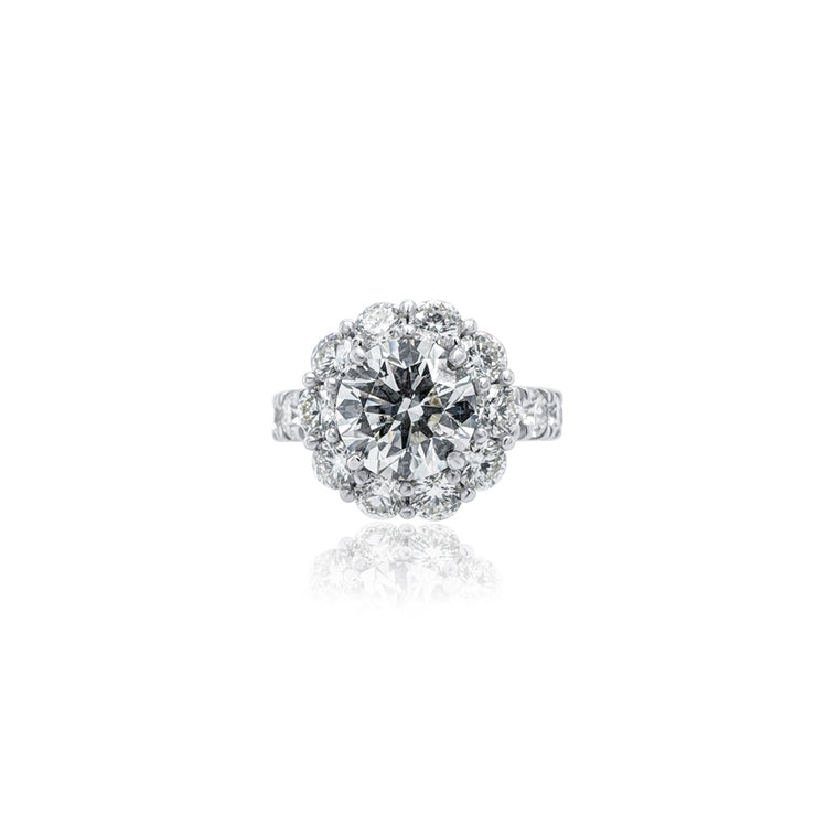 2.00 CT Round Diamond with 1.00 Cttw Floral Halo Engagement Ring 14K White Gold