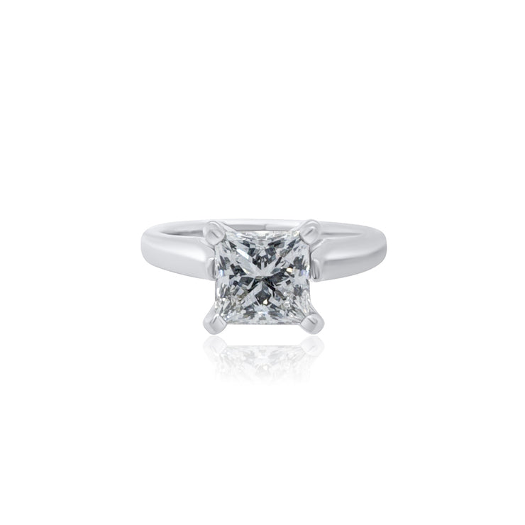 1.05 CT Princess Cut Diamond Solitaire Engagement Ring 14K White Gold