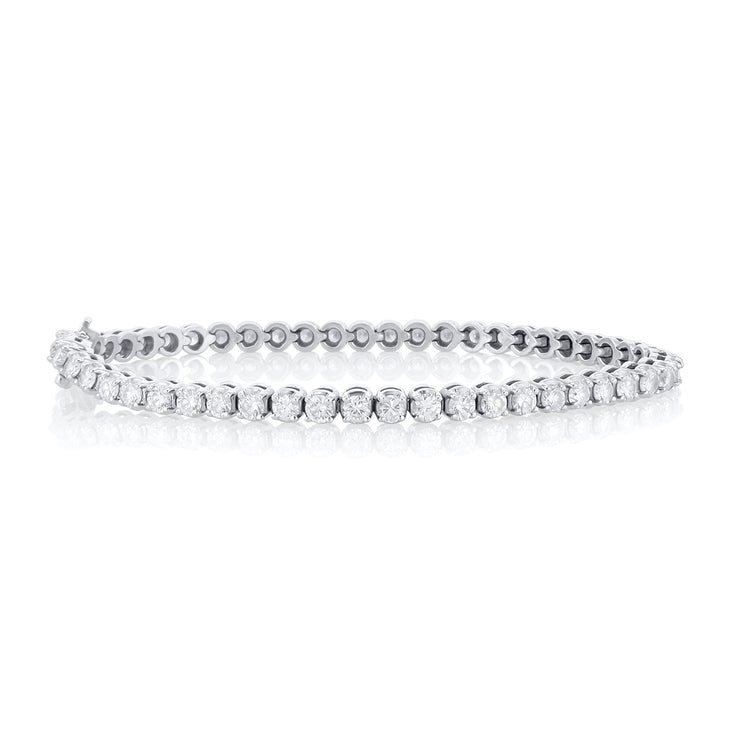 4.00 Carat Round Diamond Tennis Bracelet in 14K White Gold