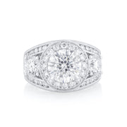 5.00 Carats Round Diamond Wide Halo Ring GIA Certified set in 18K White Gold