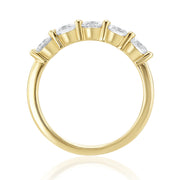 1.32 Carat Natural Diamond 5 Stone Band in 14K Yellow Gold