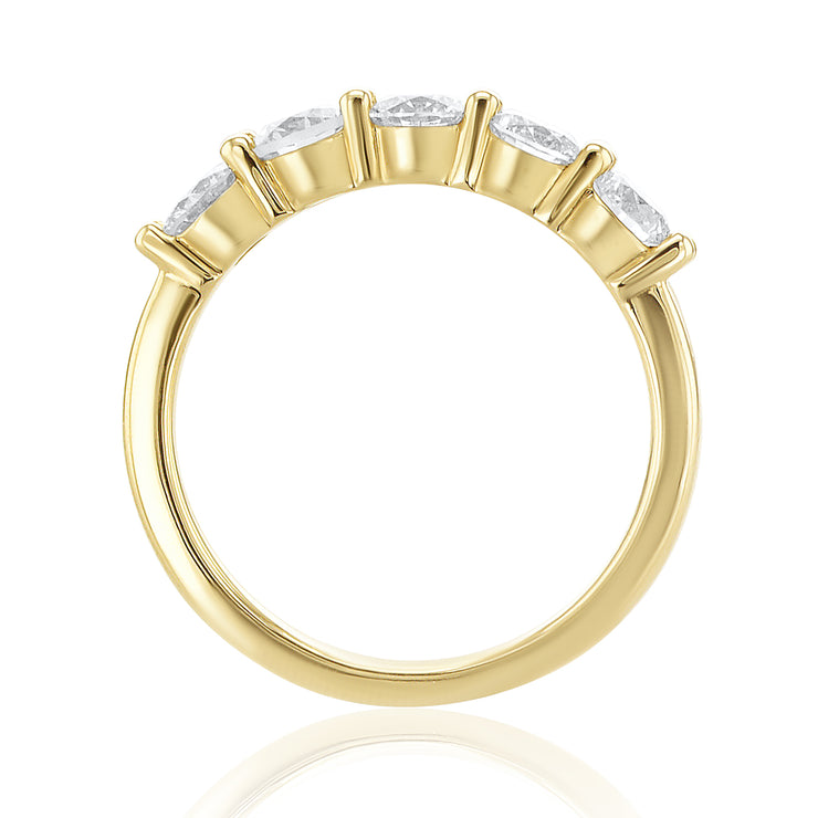 1.32 Carat Natural Diamond 5 Stone Band in 14K Yellow Gold