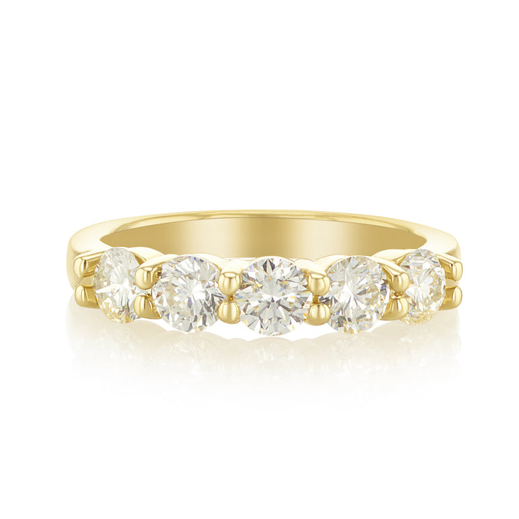 1.32 Carat Natural Diamond 5 Stone Band in 14K Yellow Gold