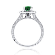 0.75 Carat LAB Grown Emerald & Natural Diamond Ring in 14K White Gold