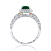 1.45 Carat Emerald & Diamond Lab Grown & Natural Ring in 18K White & Rose Gold