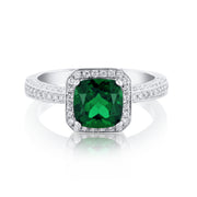 1.45 Carat Emerald & Diamond Lab Grown & Natural Ring in 18K White & Rose Gold