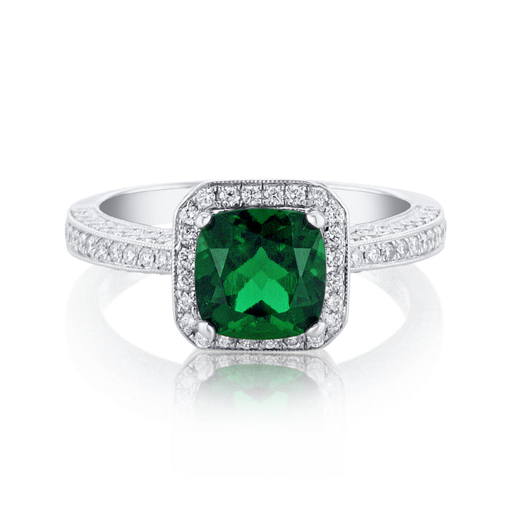 1.45 Carat Emerald & Diamond Lab Grown & Natural Ring in 18K White & Rose Gold