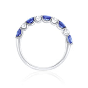 0.80 Carat Blue Sapphire/ 0.23 Carat Diamond Halfway Band in 18k White Gold