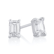 0.61 Carat Lab Grown Emerald Cut Diamond Studs in 14K White Gold