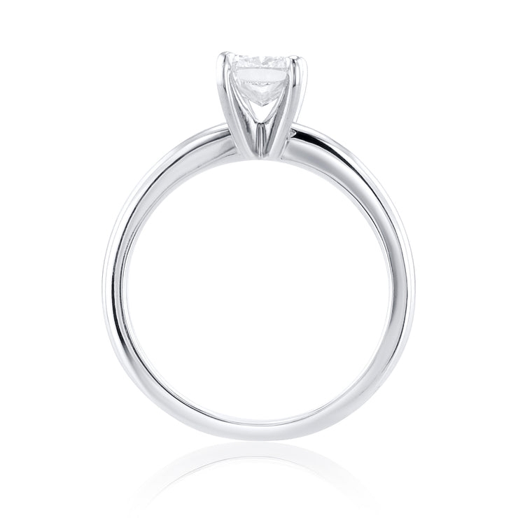 1.02 Carat Cushion Cut Lab Grown Solitaire Ring 14K White Gold