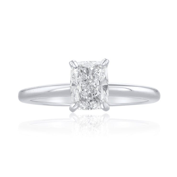 1.02 Carat Cushion Cut Lab Grown Solitaire Ring 14K White Gold