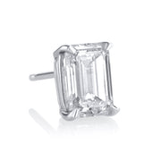 2.03 Carat Emerald Cut Lab Grown Diamond Basket Set Studs in 14K White Gold